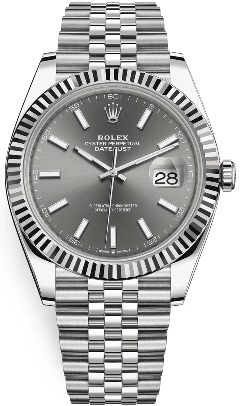 Rolex Datejust Stainless Steel & White Gold Dark Rhodium Index Dial Jubilee Bracelet