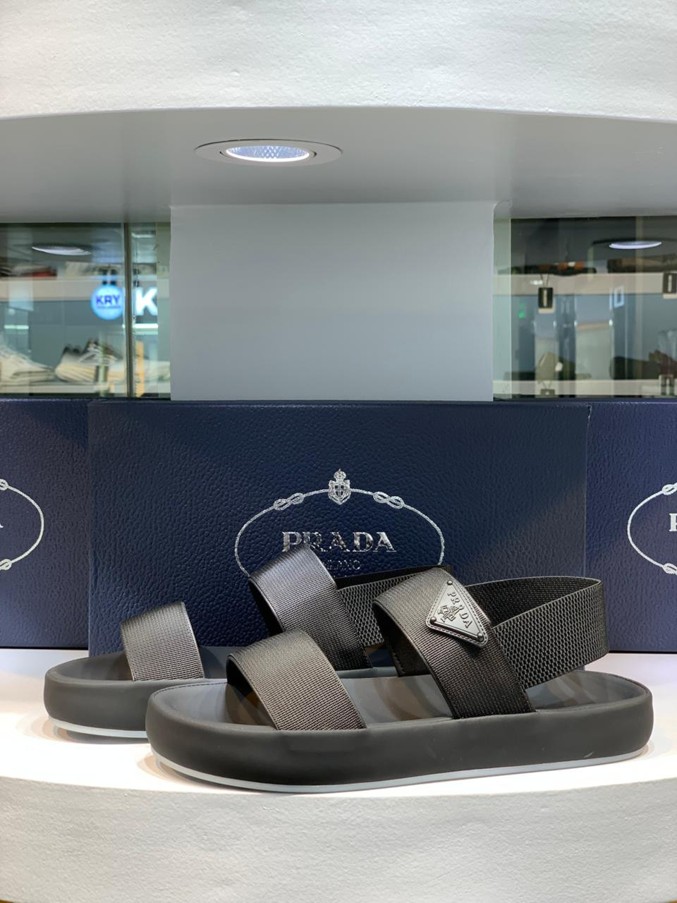 Prada Full Black Round Belt Slide/Sandal (1:1)