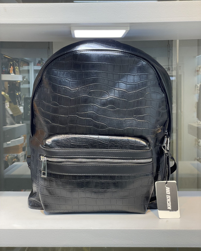 Saint Laurent City Black Croc Embossed Leather Backpack